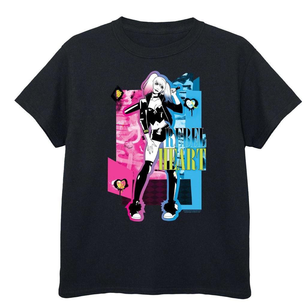 Batman Girls Harley Quinn Heart Cotton T-Shirt