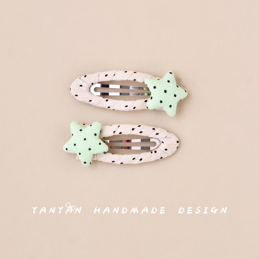 Children's Polka Dot & Star Hair Clips - Macaron Colors