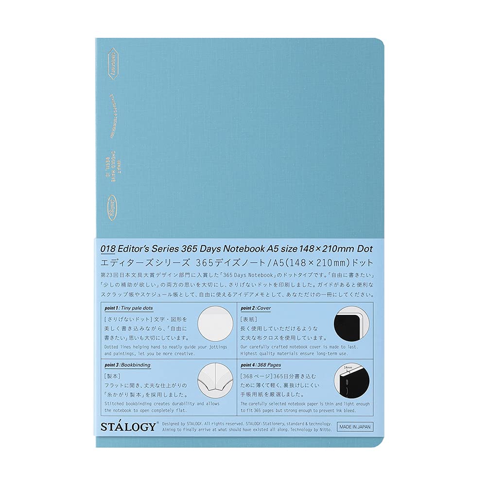 Nitoms STALOGY 365 Days Notebook A5 Dot Grid Blue S4149