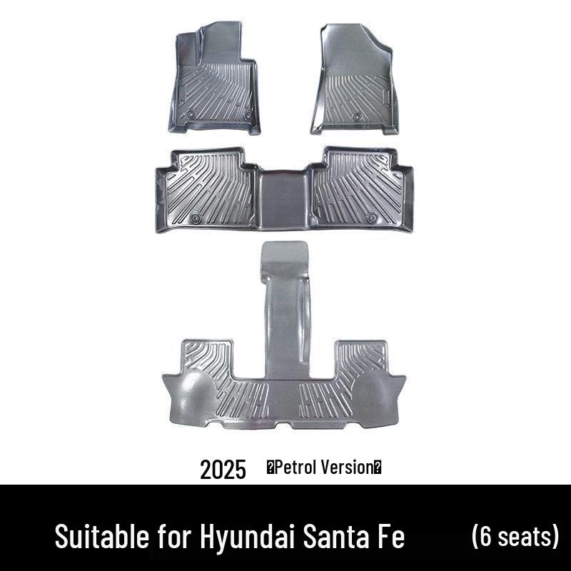 Hyundai SantaFe 2025 TPE Floor Mats & Carbon Fiber Texture Trunk Mat - Wear-Resistant