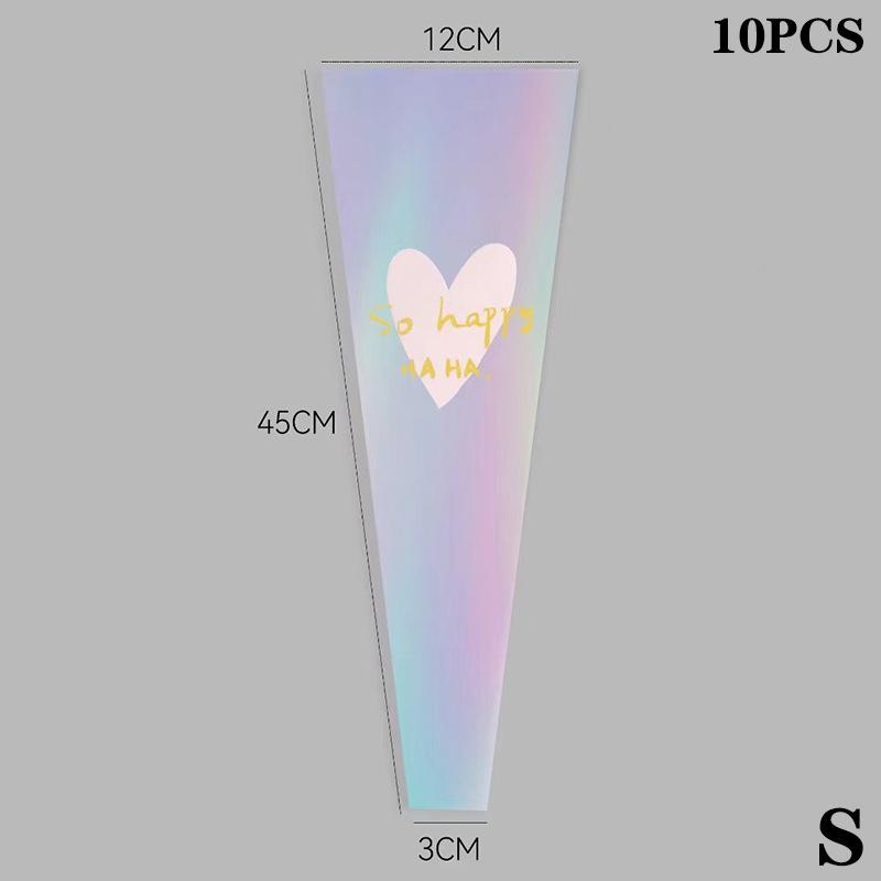 10Pcs Color Transparent Rose Packaging Bags Flower Bouquet Plastic Bag Bouquet Wrapping Paper One Straight Bag Flower Packaging