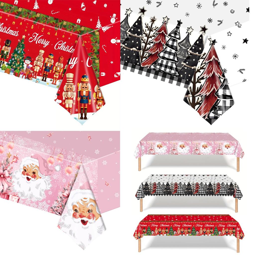 Christmas Disposable Tablecloth Christmas Decorations for Home 2026 Table Cover Navidad Noel New Year Gifts Dining Table Decor