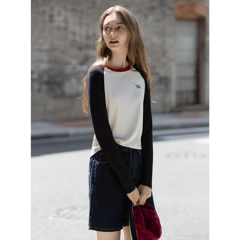 TonLion Women s 2025 A/W Color-Block Knitted Base Layer Top M