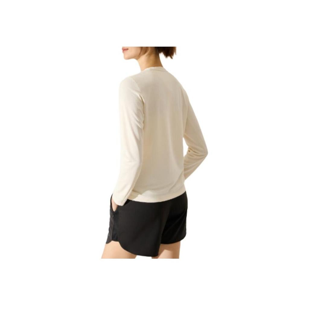 Anta Running Series Fitness Knitted Raglan Long Sleeve T-Shirt Women Tops Vanilla Cream 962435403-1