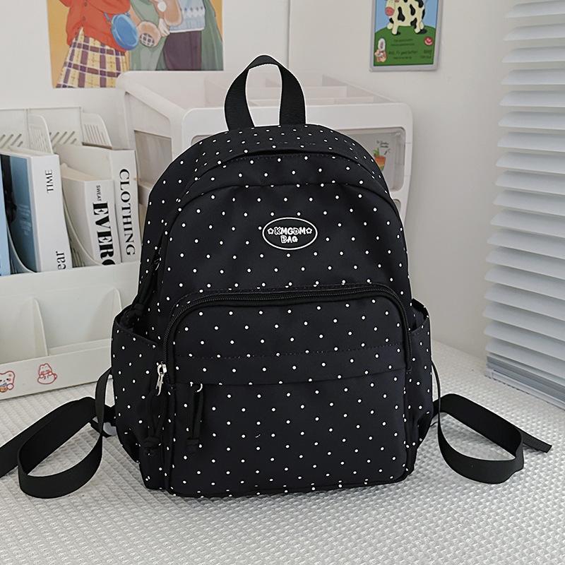 Schoolbag Polka Dot Cute Backpack Japanese ins Simple Versatile Backpack Women's Light Commuter Leisure Travel Student School Bag