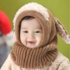 Knitted Ears Dog Cap With Scarf Autumn Winter Keep Warm Hat Fashion Breathable