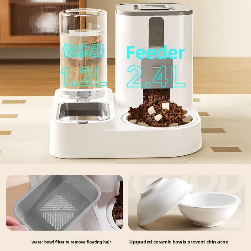 Cat Automatic Feeder, Cat Bowl and Dog Bowl Combined In One, Automatic Drinking Water, Pet Bowl and Food Bowl, Double Bowl, Pet Supplies
