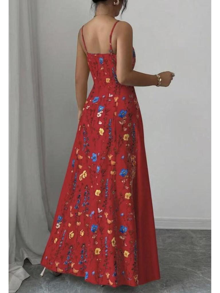 2026 European & American Summer Fashion Spaghetti Strap Print Dress