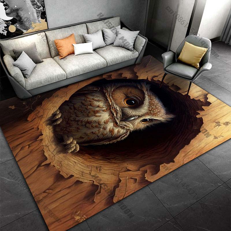 Hidden owl in tree hollow carpet Yoga living room room decor children's crawling mat doormat area rug games mat