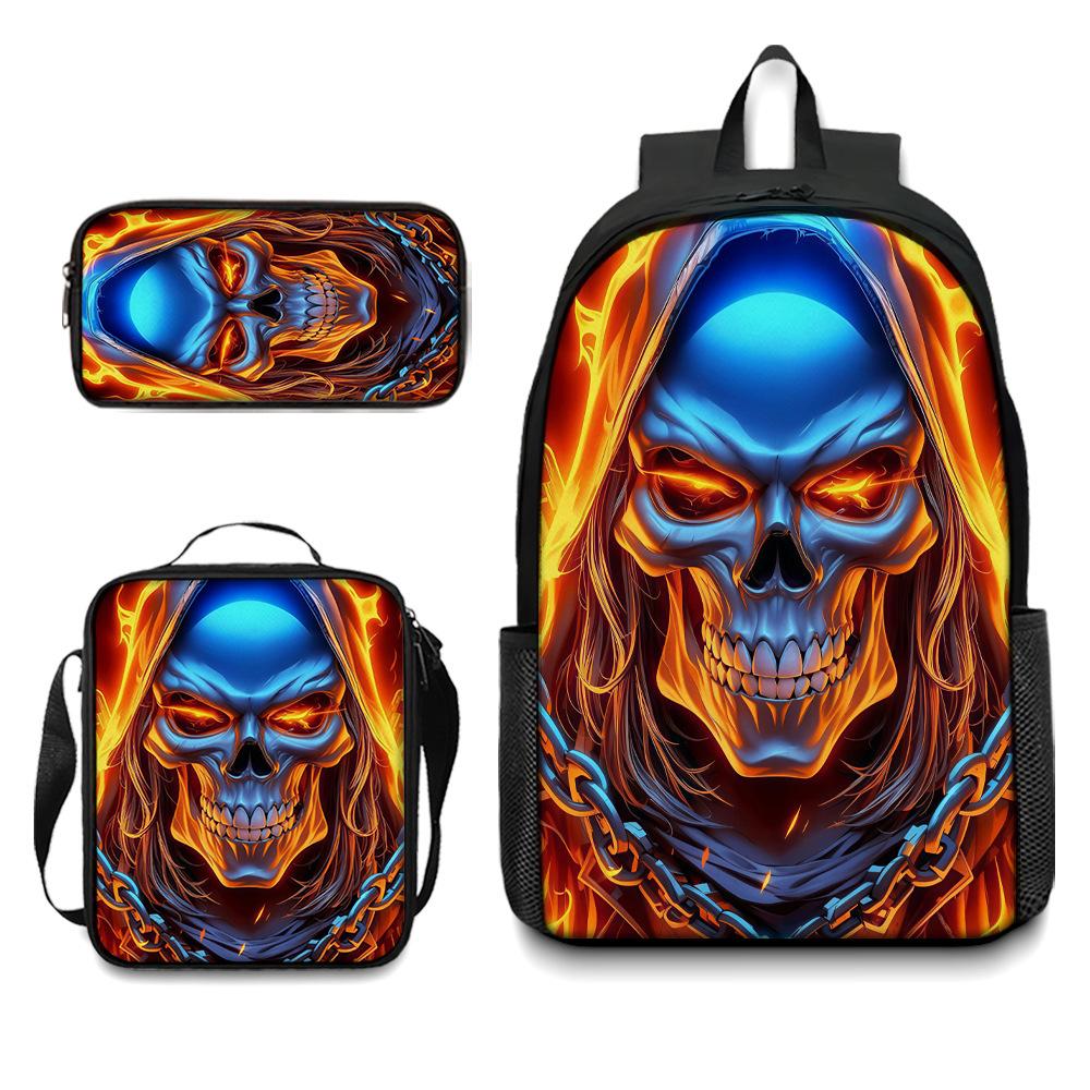 Peripheral backpack, skull schoolbag, student backpack pencil case