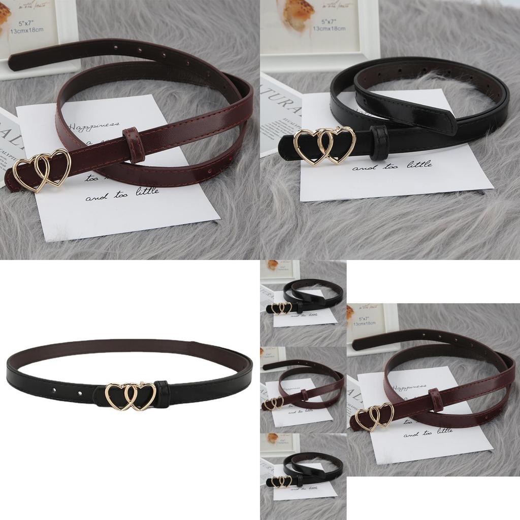 New Double Heart Buckle Thin Waist Belt Korean Version Simple Ladies Denim Belt Suit Long Shirt Decoration Belt Female In Stock