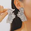 Fashion Minimalist Punk Style Alloy Ginkgo Leaf Folded Flower Earrings For Women