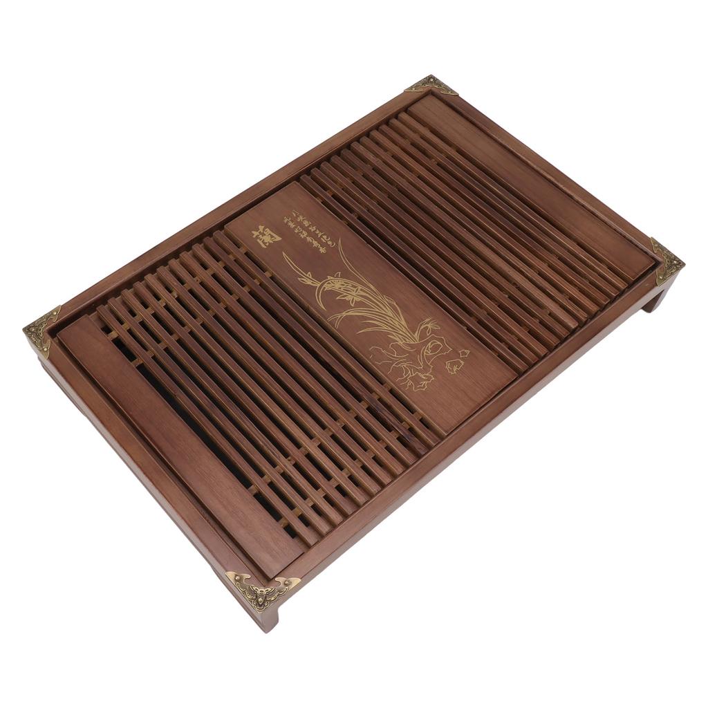 Kungfu tebricka kinesisk Gongfu tebricka dränering vattenförvaring trä tebord med avloppsrör ljus