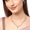 Gold Plated White AD-Studded Leaf & Flower Shaped Jewellery Set For Women