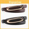 Minimalist Women Leather Belt With Elliptical Flat Buckle For Dress And Jeans
