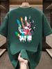 Men's Summer 100 Cotton Fashionable Casual Sports Loose Large Size Color Handprint Round Neck Short Sleeve T-shirt Top