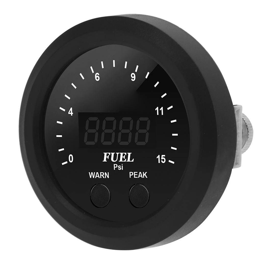 Oil Pressure Gauge Kit 2‑1 16in 52mm Ultraslim 15PSI Red LED Accurate Stable Antishock Fuel Press Meter
