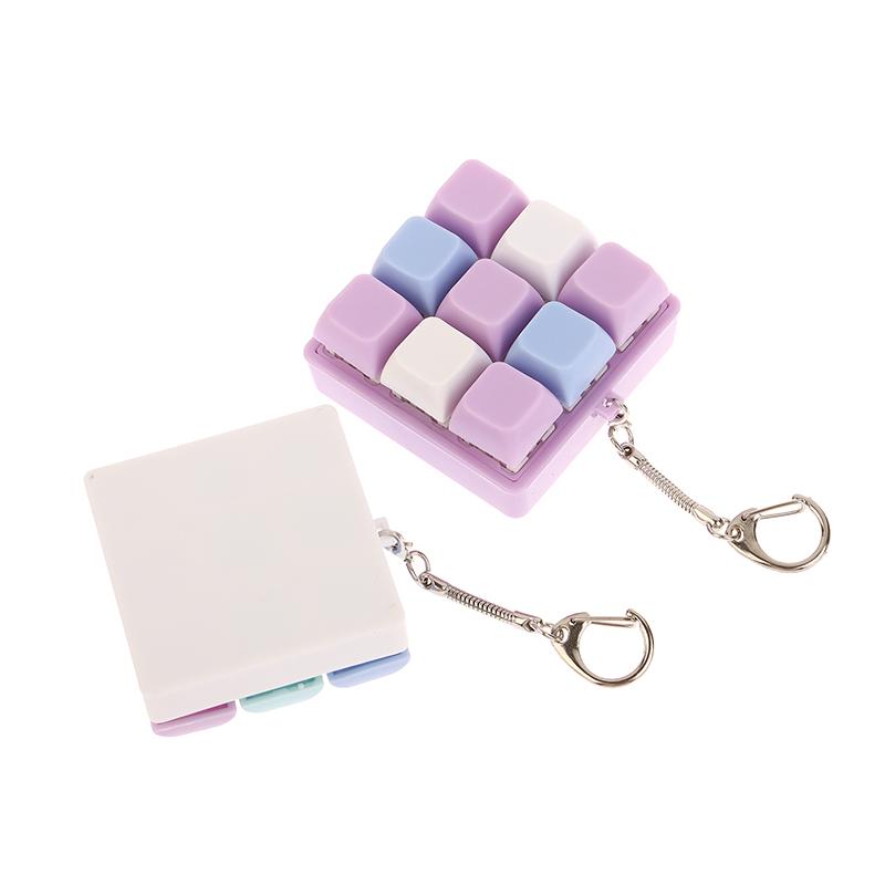 9 Taster Firkantede Tastaturtaster Nøkkelring Fidget Leke Fest Stresslindring DIY Tastaturtaster Leke Tastaturhetter Fingerknapp Fidget