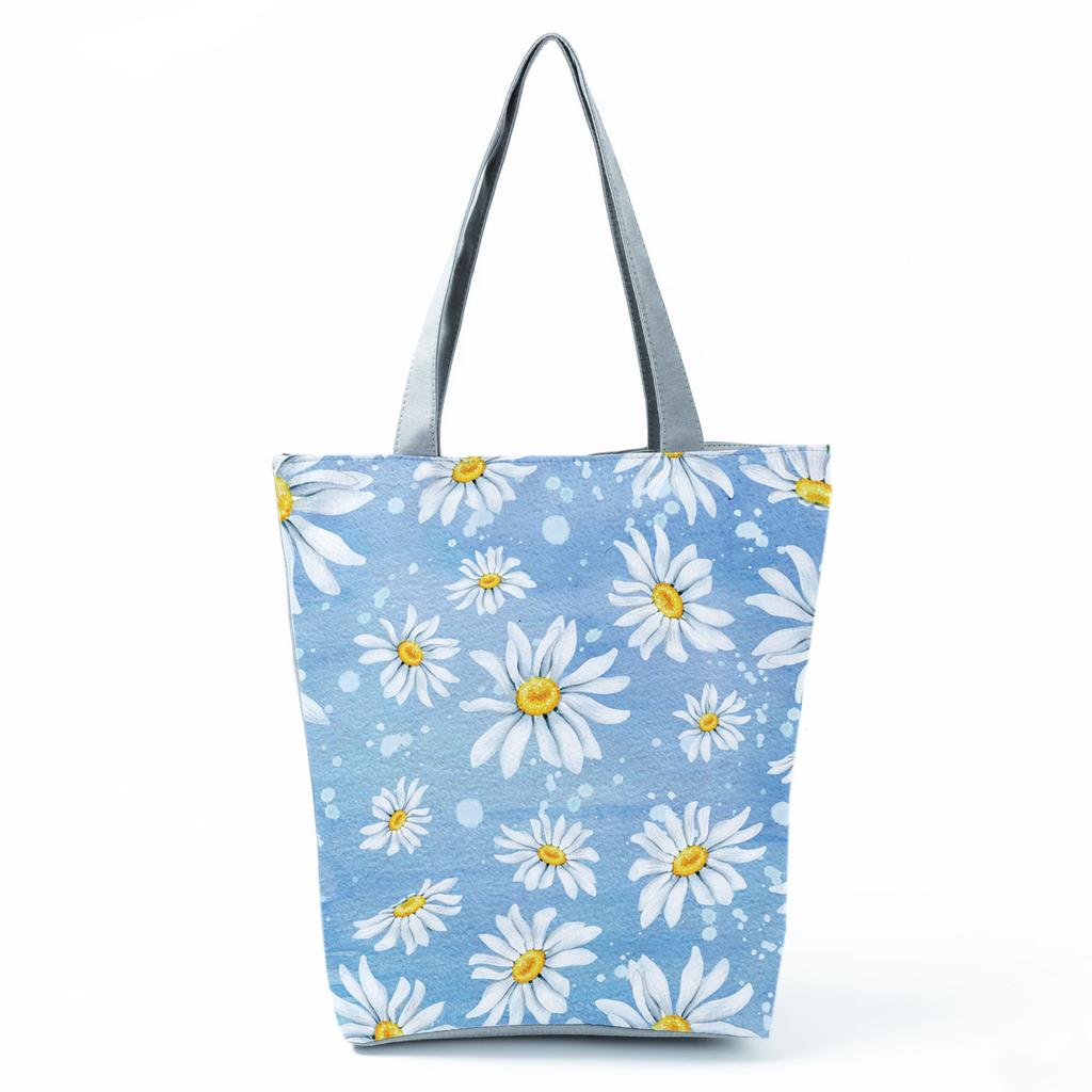 High Capacity Shoulder Bag Shopping Bags Bright Colors Floral Print Handbag Casual Travel Multi Functional Beach Bag Commuting Tote Bag