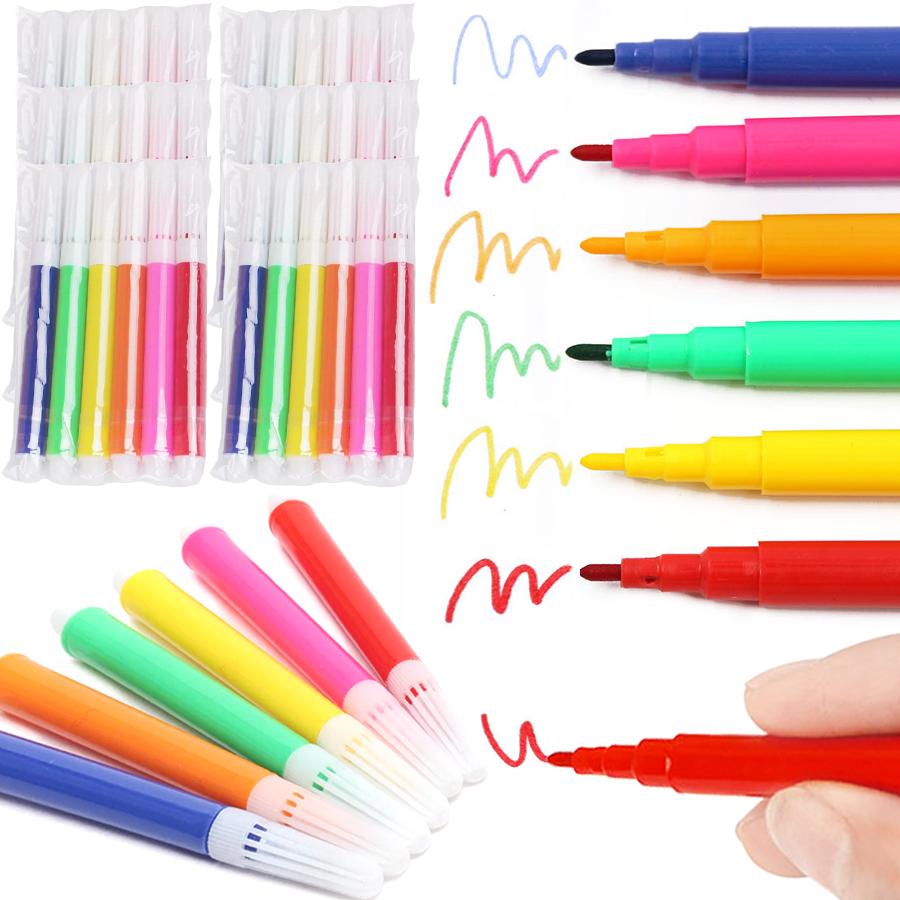 6/12/24packs Graffiti Watercolor Pen 6-Color School Study Painting Drawing Stationery for Journal Handicraft Art Creation XJM