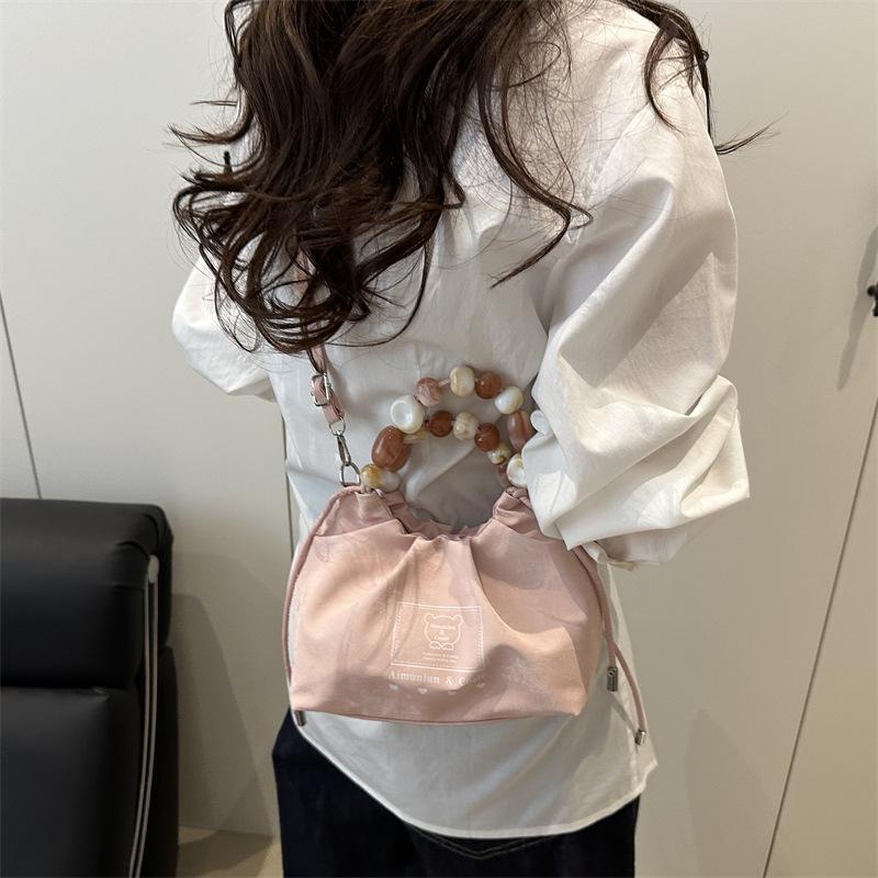 Foreign Style Women's Bag 2025 New Trend Versatile Fashion Beaded Handbag Casual Foreign Style Texture Messenger Bag Beauty