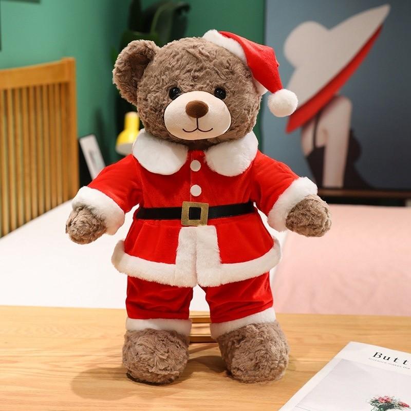 Christmas Teddy Bear Plush Toy With Santa Claus Costume Design For Holiday Decor And Gift Giving