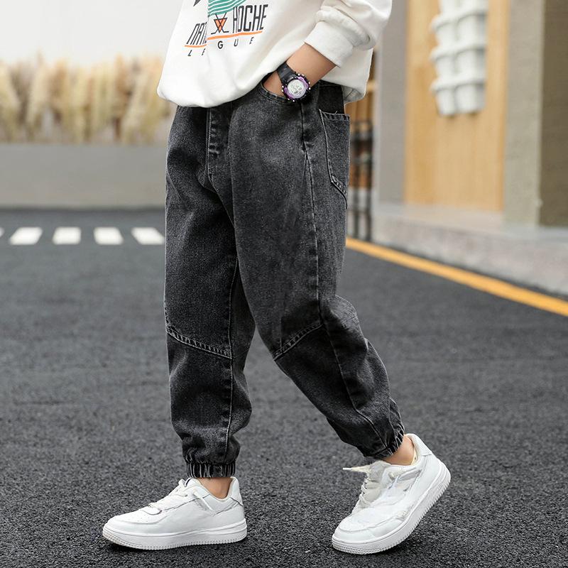 Kinder Jungen Jeans Klassische Schwarz Blau Hosen Streetwear Denim Jogger Hose Infant Junge Casual Hosen