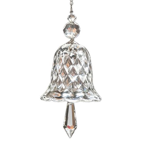 Holiday Window Hanging Bells Faux Crystal Bell Suncatcher, Glass Prism Wind Chime Ornament, Clear Rainbow Chimes Christmas Tree Maker for Indoor