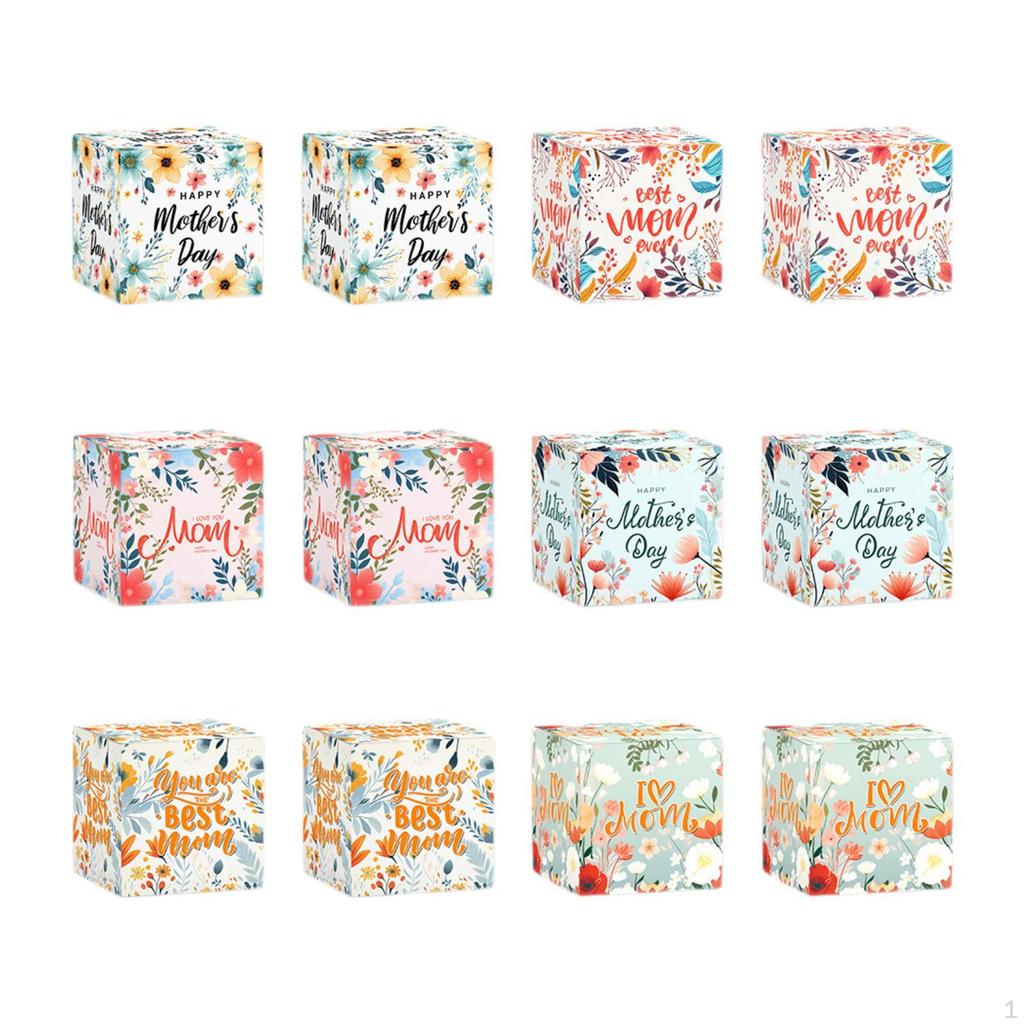 12 Pieces Candy Boxes Small Gift Multifunctional Mother Birthday Paper Box Goodies