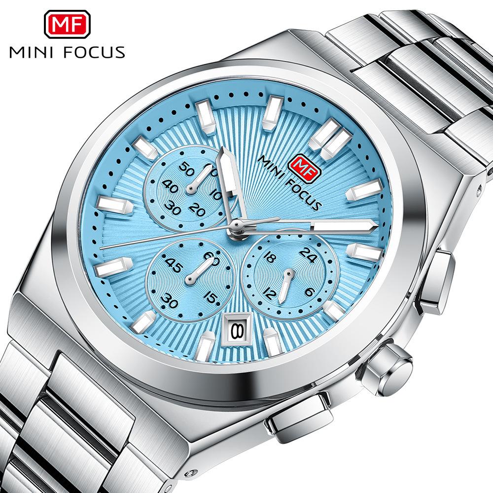 Fashion Men's Business Watches Yellow Green Dial Stainless Steel Strap Luminous Wateproof Quartz Wristwatch with Calendar