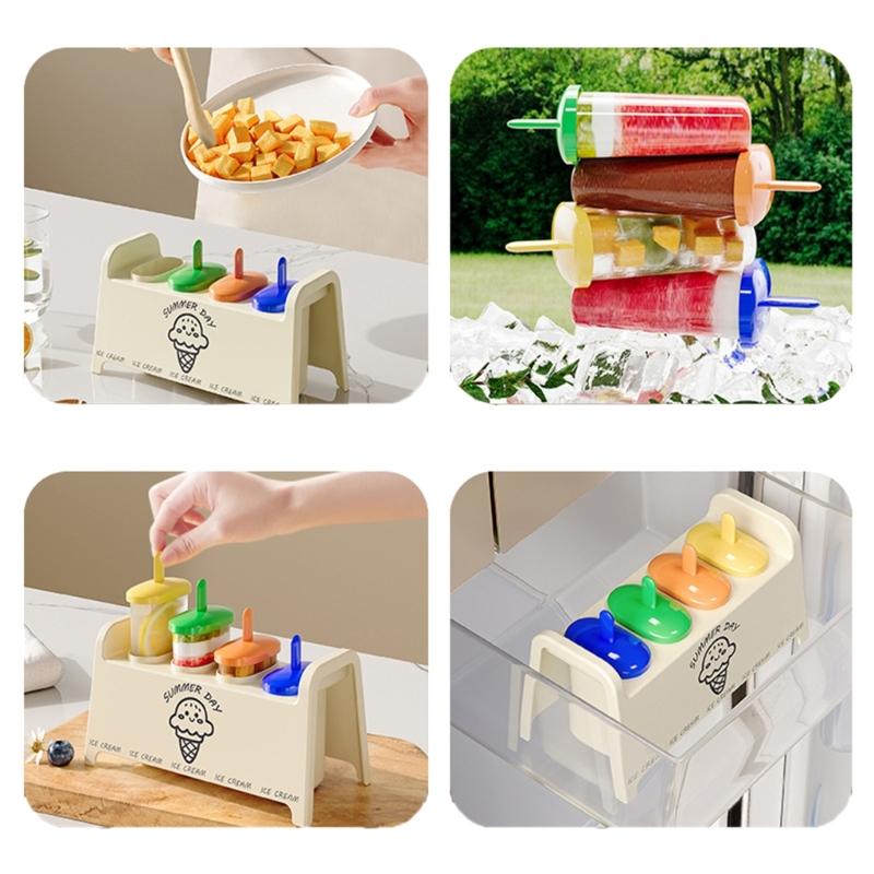 Rainbow Popsicles Molds Safe Summer Parties Ice Molds with Easy Demold Feature and Reusable Drips Guards Stick