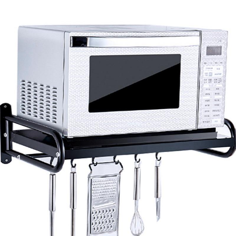 

Microwave Oven Rack, Stainless Steel Microwave Oven Shelf Wall-Mounted Kitchen Shelf, Kitchen Shelves Counter Kitchen Organizer чорний