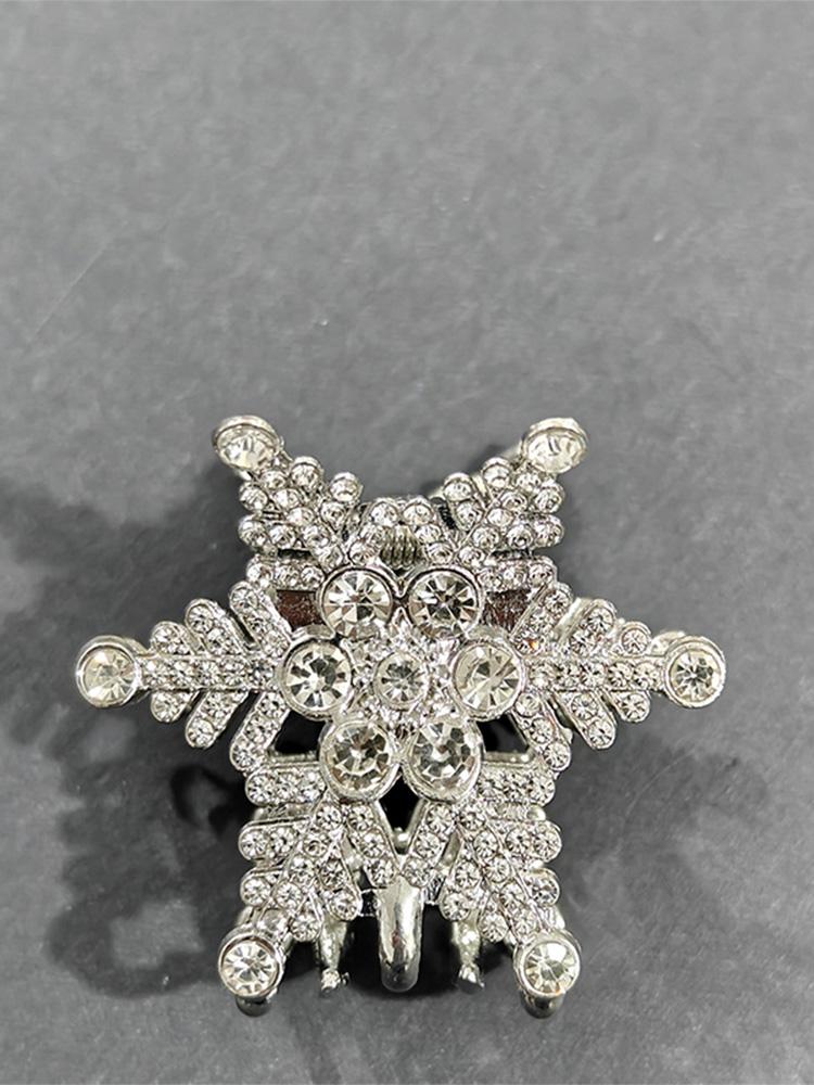 1Pcs Silver Rhinestone Snowflake Hair Clip Christmas Style Side Bangs Shattered Hair Clip Fashion New Ponytail Clip