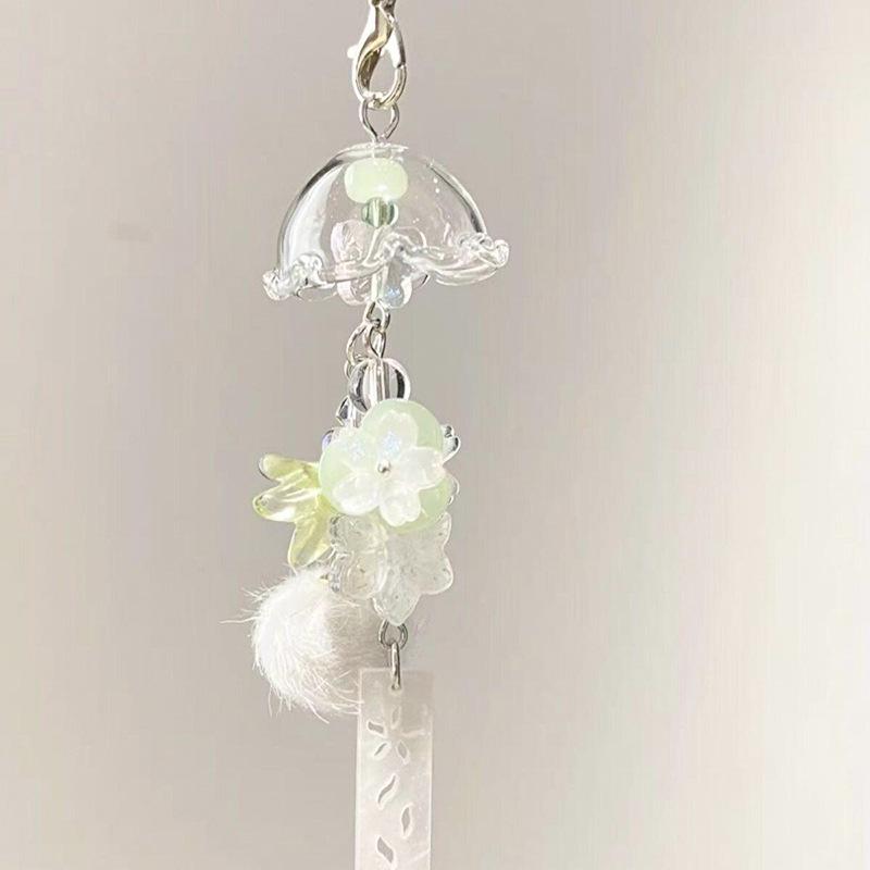 Jellyfish Star Lucky Leaf Wind Chime Keychain & Phone Lanyard Pendant