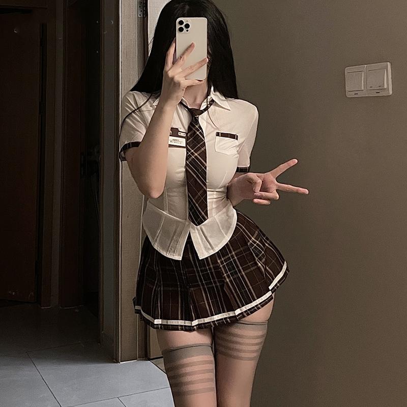M~3XL Cosplay Costume 4pcs Sets Sexy Student Wear Cos Uniform Temptation Jk Short Skirt Uniform Suit