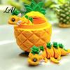 Small Item Storage Jar 3D Printed Pineapple Dragon Figurine Creative Fidget Toys Movable Joints Desk Organizer Toy Flexible Stress Relief Toys for