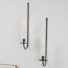 Elegant Black Metal Wall Sconces Set of 2 Candle Holders for Living Room Hallway Decors Iron Hanging Wall Candlestick
