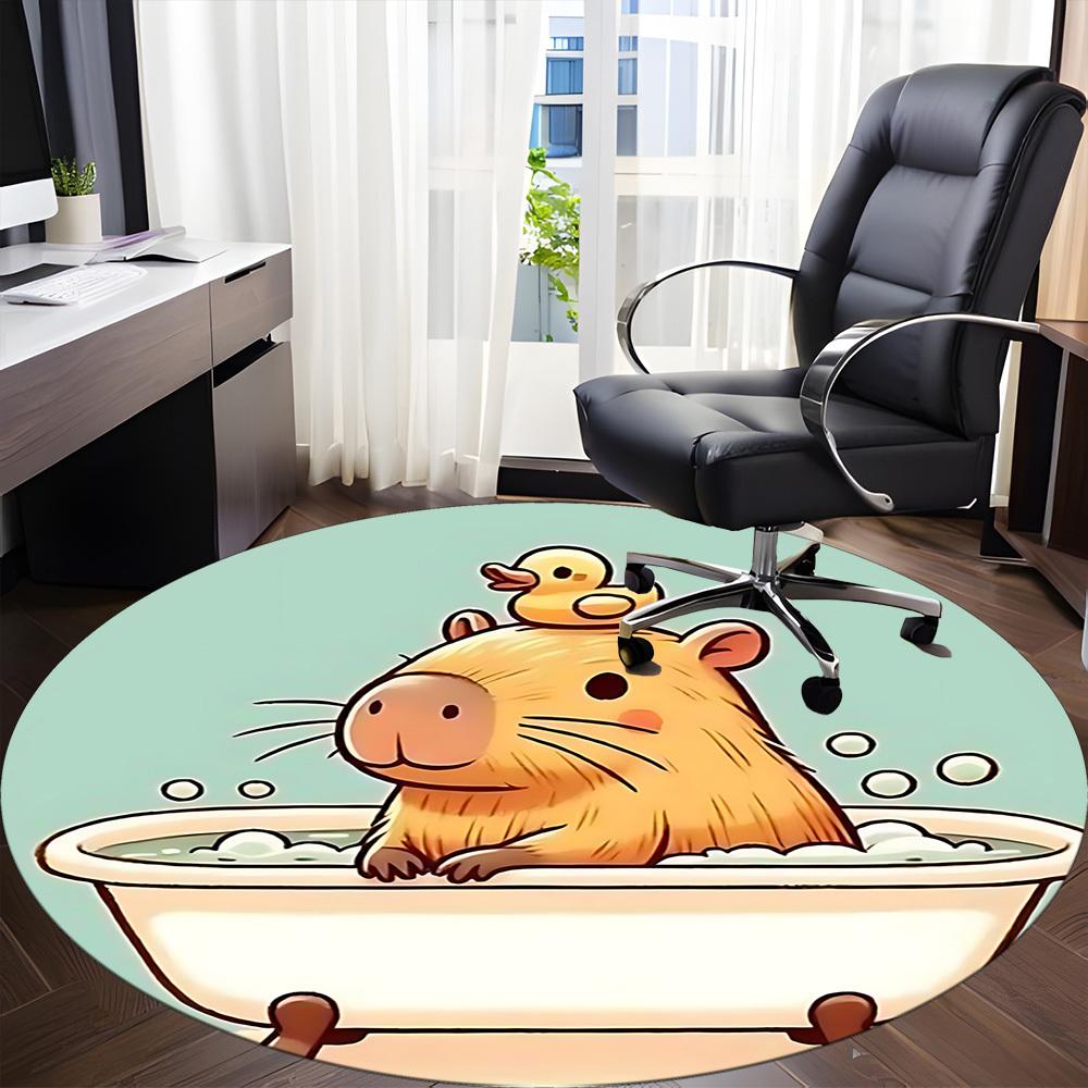 1pc Bath Time Capybara Chair Carpet for Office, , Non-slip Carpet, Very Suitable for Offices, farmhouses,Outdoor Carpet Yy251120071