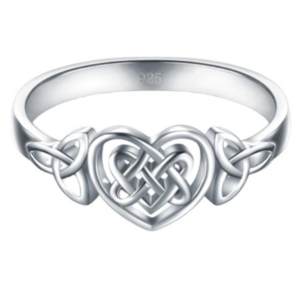 WOSIKATE Classic Heart-Shaped Celtic Knot Engagement Ring For Women  CopperPlated Fashion Jewellery Finger Ring