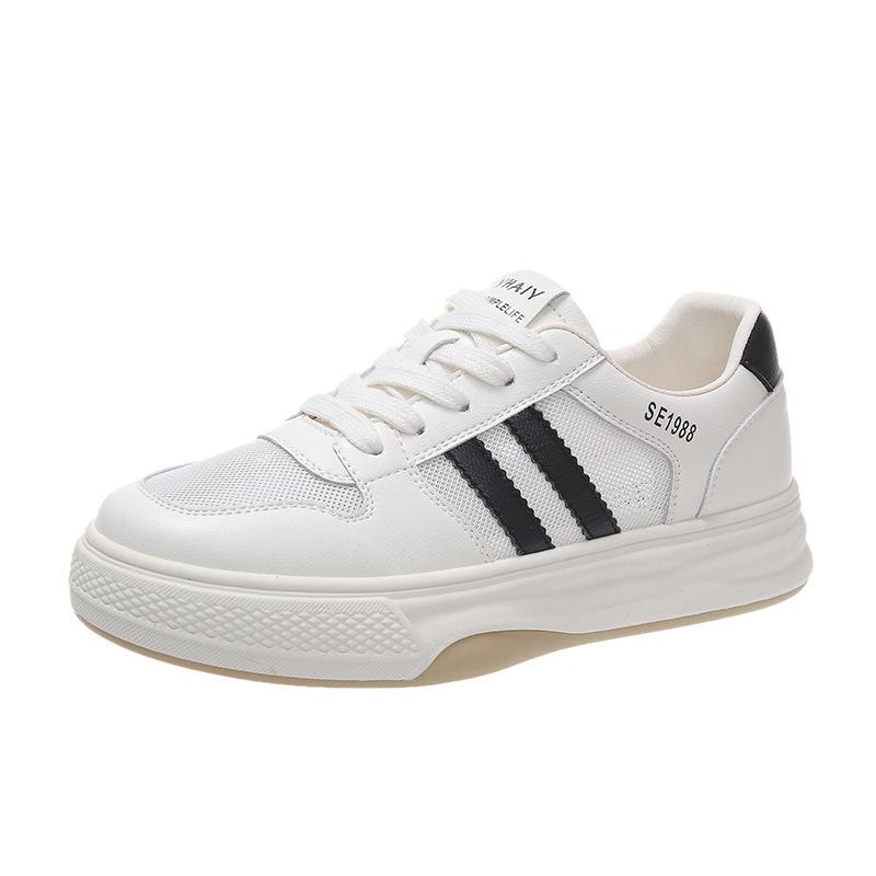 Leather Mesh Breathable Thin Flat-soled White Shoes Women's Summer New Soft-soled Single Shoes Casual Sports Board Shoes