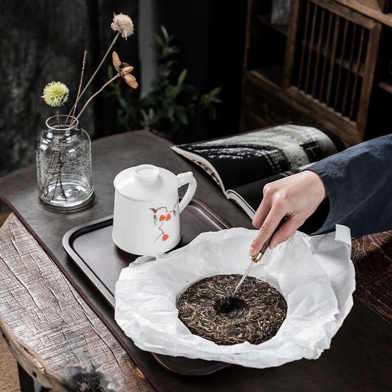 Hand-painted Ceramic Persimmon Tea Cup Set with Puerh Tea Gift