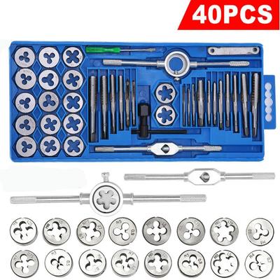 20/40pcs Tap and Die Set M3-M12 Screw Thread Metric Plugs Taps Nut Bolt Alloy Metal Hand Tools Metric Tap Wrench and Die Sets