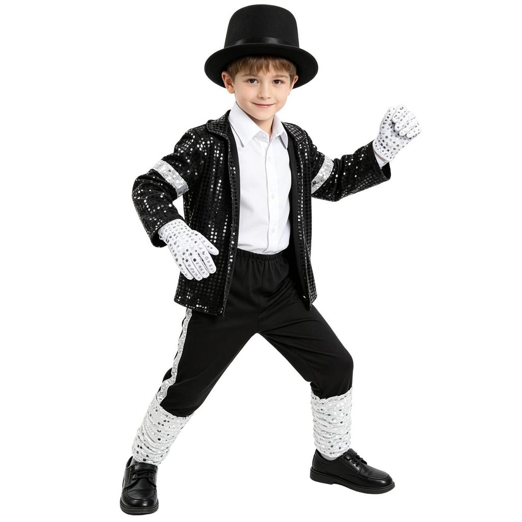 2026 MJ Kids Stage Performance Costume: Sequined Michael Jackson Imitation Set for Boys & Girls