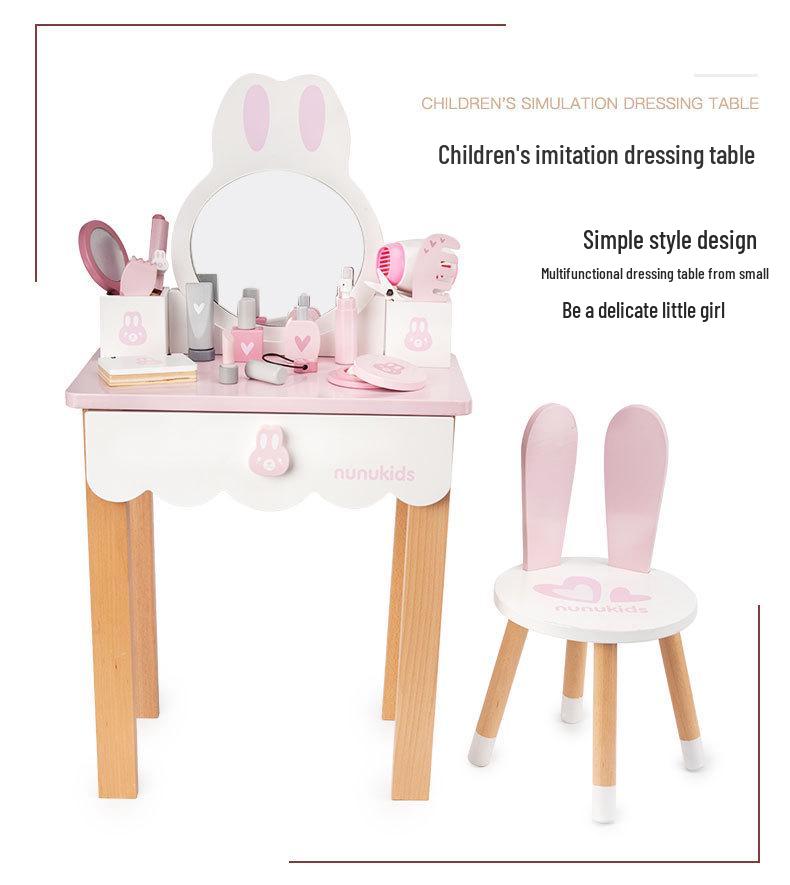 Nordic Kids' Pink Princess Vanity Table & Makeup Set - Perfect Birthday Gift for Girls