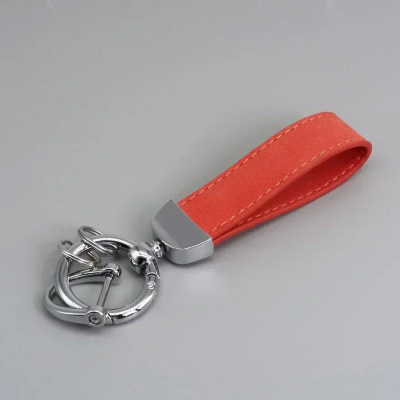 Custom LOGO Suede Leather Keychain Vintage Laser Engrave Car Key Ring Holder for Men and Women Personalized Key Chains Ring