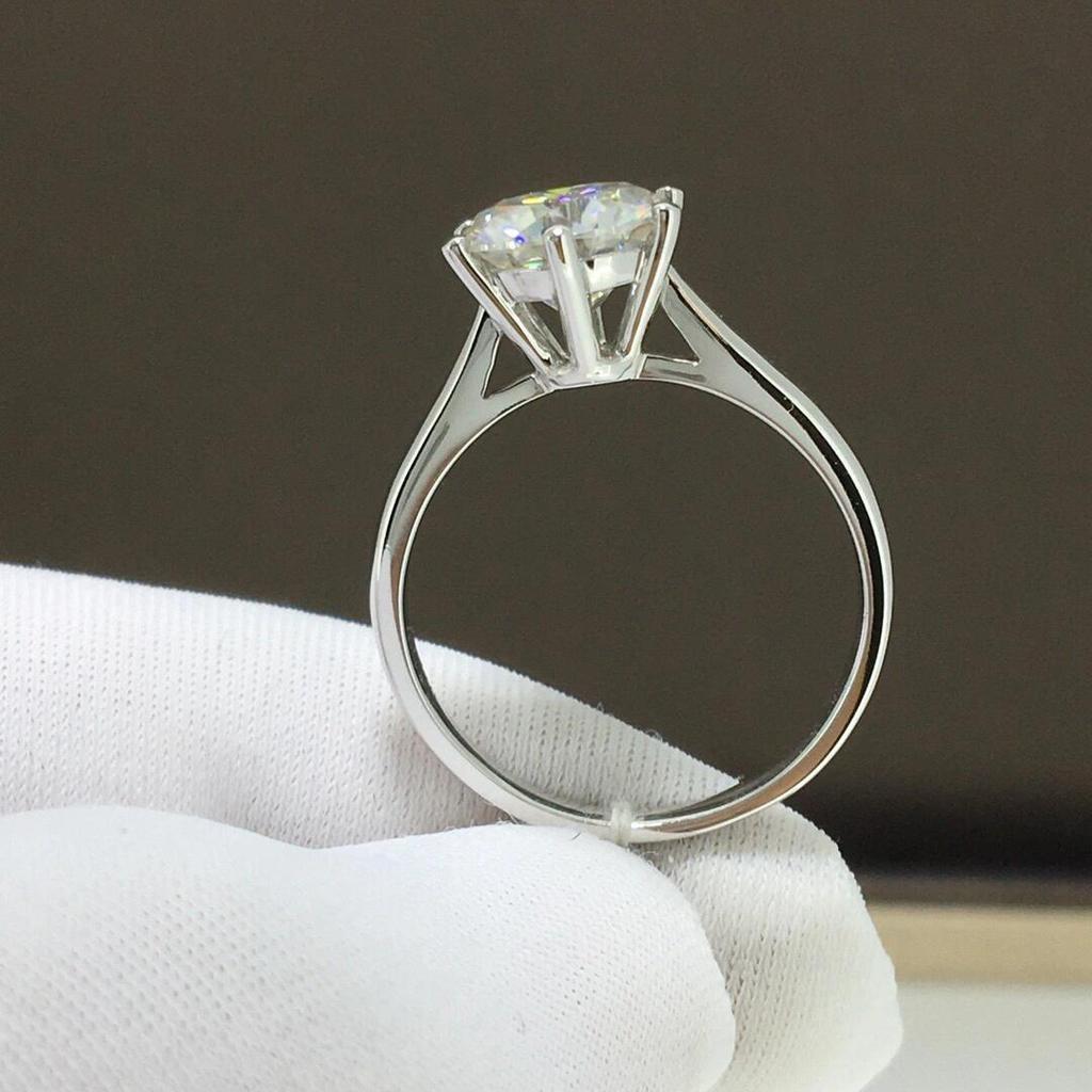 S925 Sterling Silver Moissanite Six-Prong Zircon Engagement Ring for Women – Romantic Bridal Jewelry