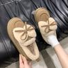 Fashion Aphixta Brown Butterfly Knot Winter Ankle Boots Slip On Women Winter Boot Flat With Women Snow Boots Winter Warm Shoes Outdoor