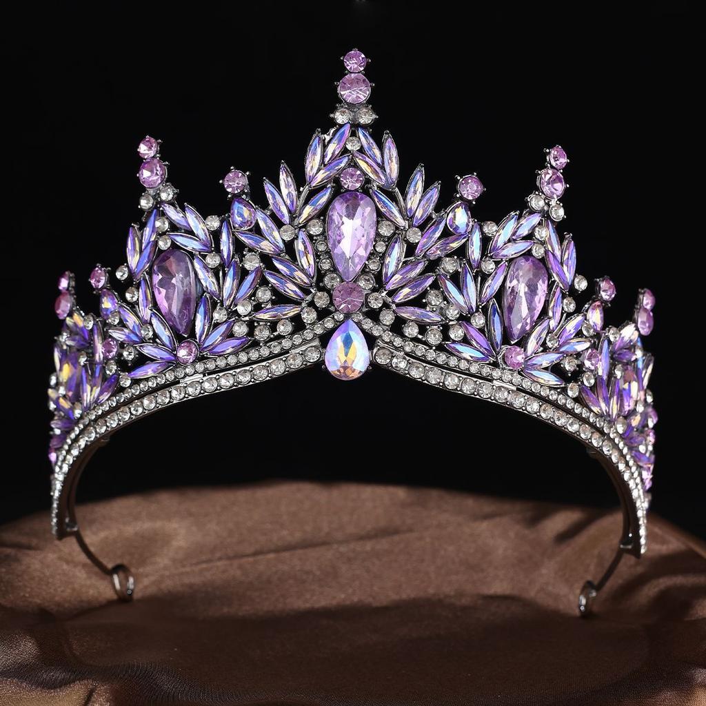 European Luxury Symphony Purple Crown Headgear Wedding Party Banquet Dress Rhinestone Crown Styling Setting Hair Accessories 2026