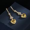 Luxury super flash heart-shaped citrine zircon S silver needle personality luxury peach heart female earrings