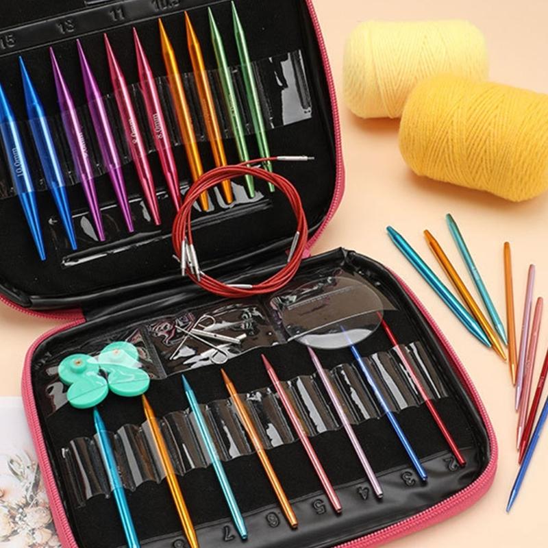 Interchangeable Circular Knitting Needle Set with Storage Bag 3-10.0mm Knitting Needle Knitting Supplies for Knitting